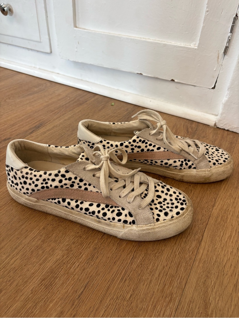 Madewell Beige and Black Spotted Lace-Up Sneakers